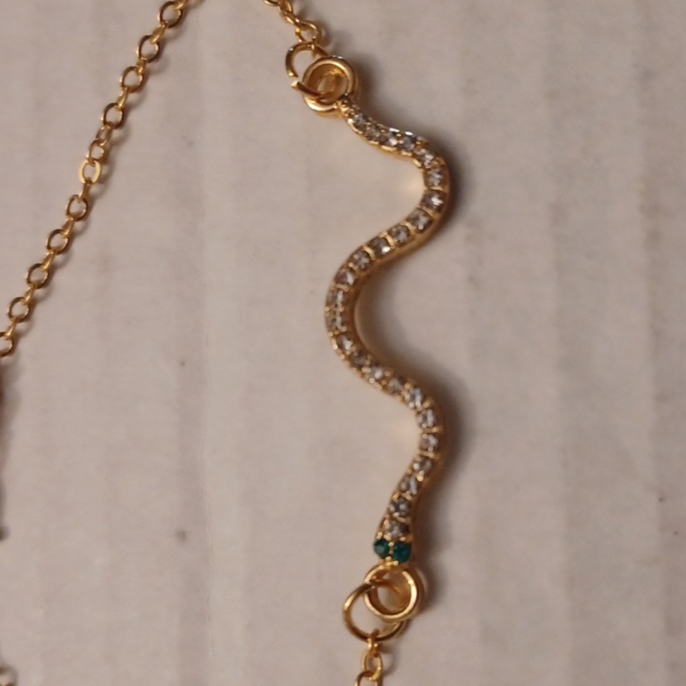 4/$30 New Rhinestone Snake Gold Coloured Bracelet